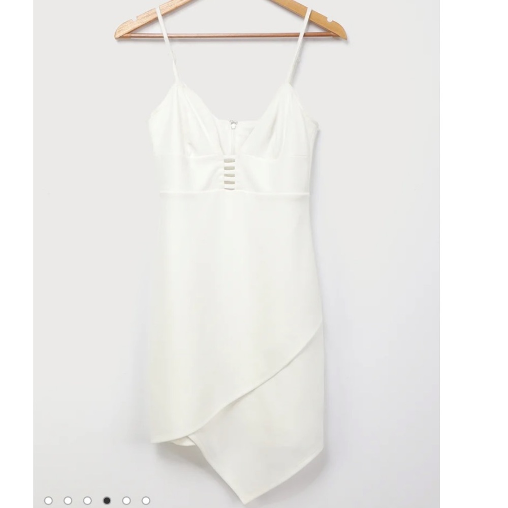 White Asymmetrical Bodycon Mini Dress - Picture 4 of 6